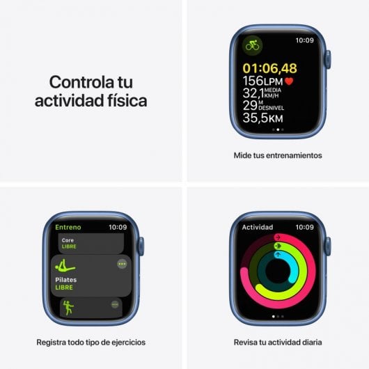 Apple Watch Series 7 GPS, 45mm Cassa in Alluminio Blu con Cinturino Sport Azzurro