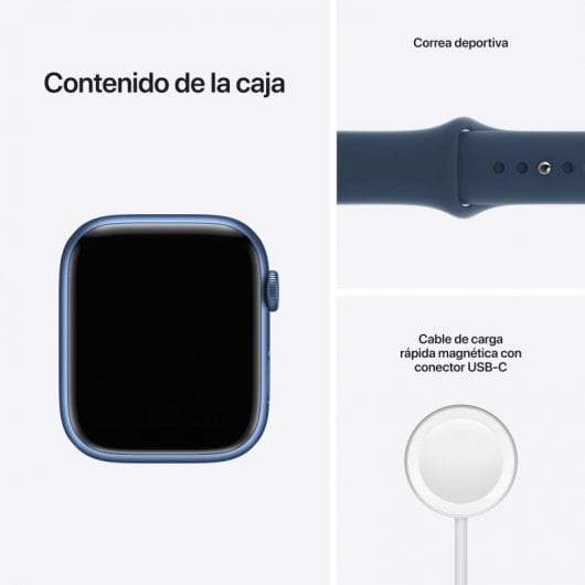 Apple Watch Series 7 GPS, 45mm Cassa in Alluminio Blu con Cinturino Sport Azzurro