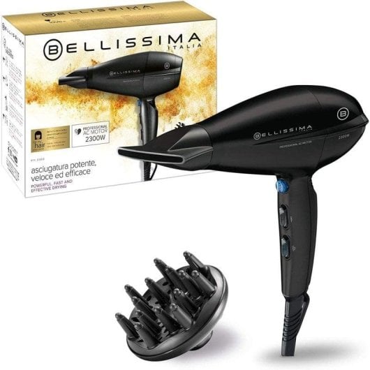 Secador de Cabelo Profissional Bellissima P11 2300W 8 Temperaturas 2 Velocidades com Difusor Preto