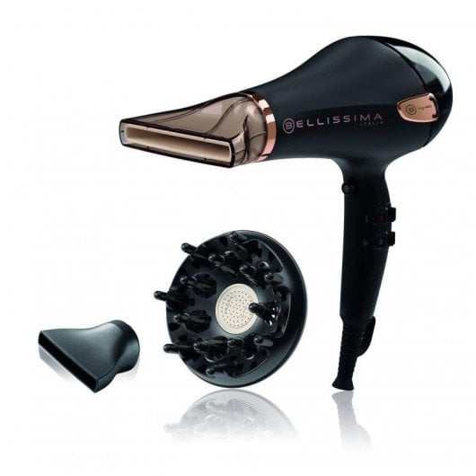 Sèche-cheveux Professionnel Ionique Bellissima My Pro Ceramic P5 3800 2300W 3 Températures 2 Vitesses Accessoires Noir Rose Gold