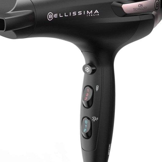 Secador de Cabelo Iónico com Difusor Bellissima K9 2300 2300W 3 Temperaturas 2 Velocidades Preto/Rosa