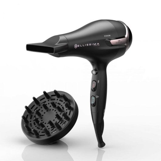 Secador de Cabelo Iónico com Difusor Bellissima K9 2300 2300W 3 Temperaturas 2 Velocidades Preto/Rosa