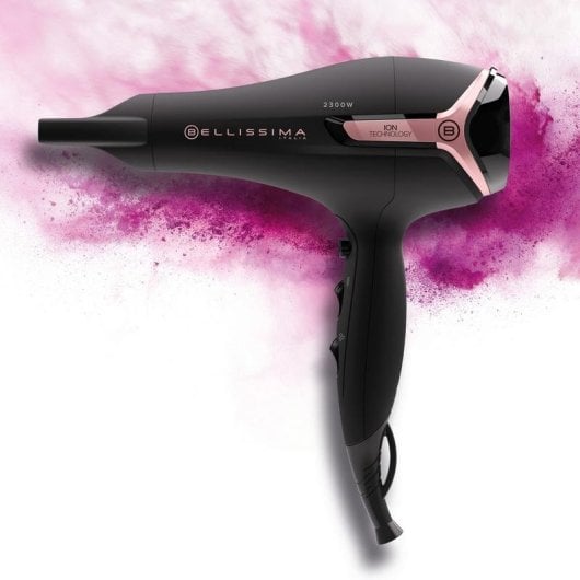 Secador de Cabelo Iónico com Difusor Bellissima K9 2300 2300W 3 Temperaturas 2 Velocidades Preto/Rosa