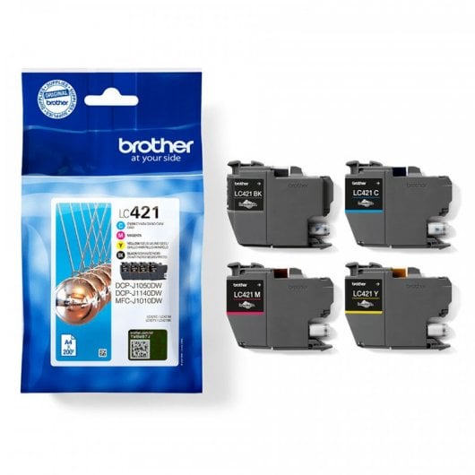 Pack 4 Cartuchos de Tinta Original Brother LC421VAL Negro/Cian/Magenta/Amarillo