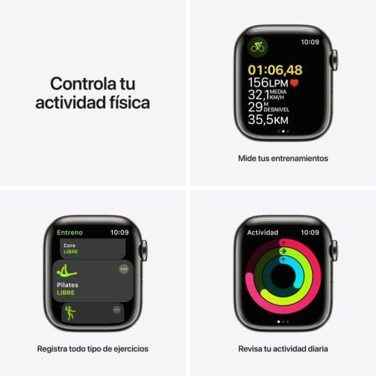 Apple Watch Series 7 GPS + Cellular 41mm Aluminio Negro con Correa Deportiva Negra