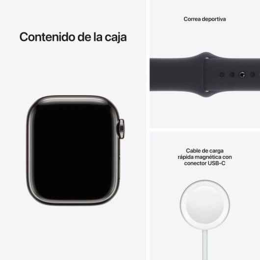 Apple Watch Series 7 GPS + Cellular 41mm Aluminio Negro con Correa Deportiva Negra