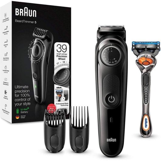 Máquina de Cortar Cabelo Braun BT5242 Sem Fios 39 Comprimentos 100min 2 Pentes À Prova de Água