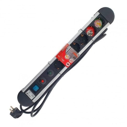 Eurobric Regleta 6 Tomas con Protección 2m Aluminio