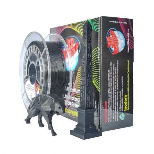 3D World Bobina de Filamento PLA Premium 1.75mm 1Kg Negro Pantera