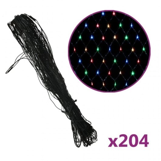 Guirlande lumineuse de Noël vidaXL, 204 LED, couleurs variées, intérieur/extérieur, 3 x 2 m