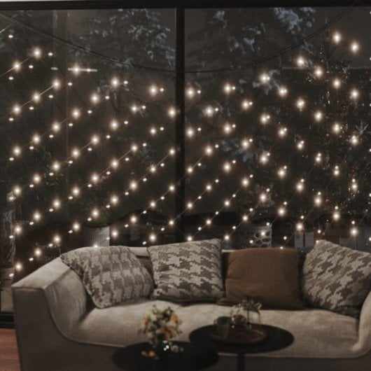 VidaXL Filet Lumineux de Noël LED Blanc Chaud Intérieur/Extérieur 4x4m