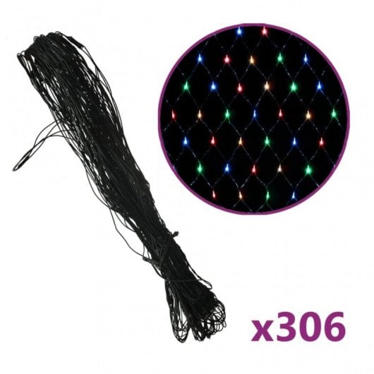 vidaXL Réseau lumineux de Noël 306 couleurs LED 3x3 m Intérieur/Extérieur