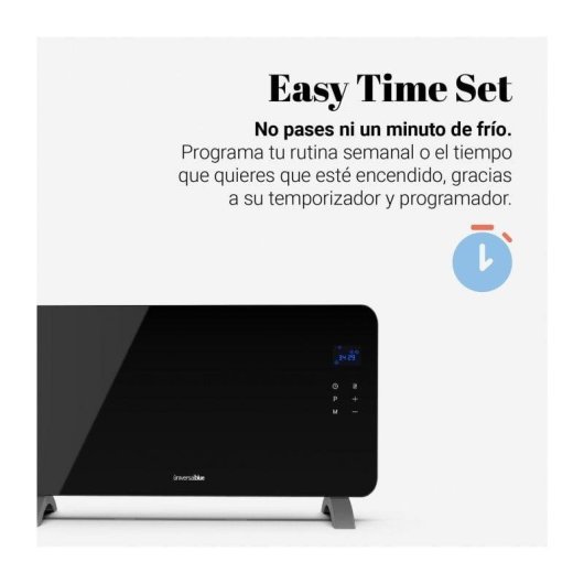 Universal Blue Cala Conta 3015B Convector Placa de Cristal 1500W Negro