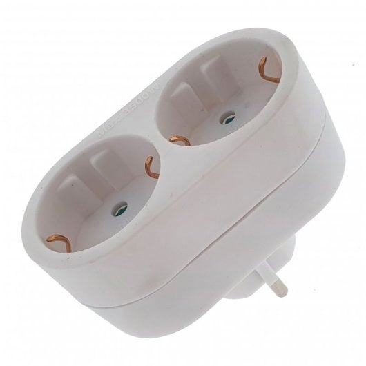Eurobric Adaptador Schuko Doble Frontal 16A Blanco