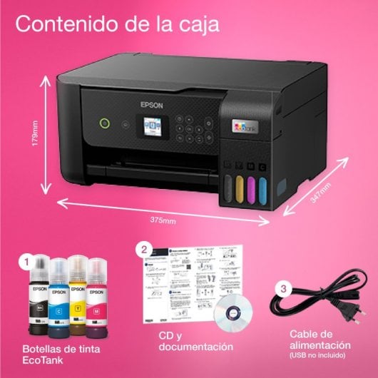 Epson EcoTank ET-2820 Multifunción con Depósito de Tinta, Wi-FI y Hasta 3 Años de Tinta Incluida