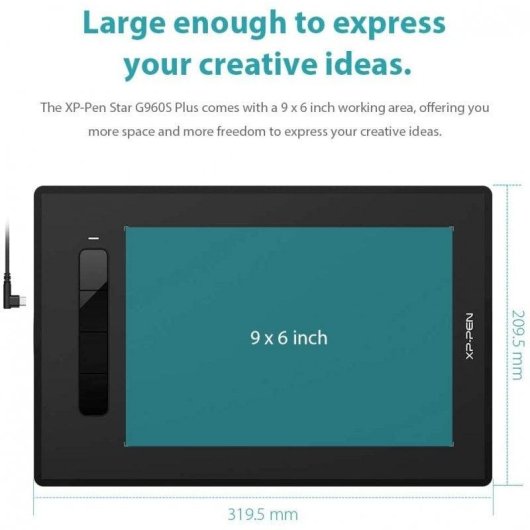 Tablette graphique XP-Pen Star G960S Plus 8192 niveaux 4 touches USB