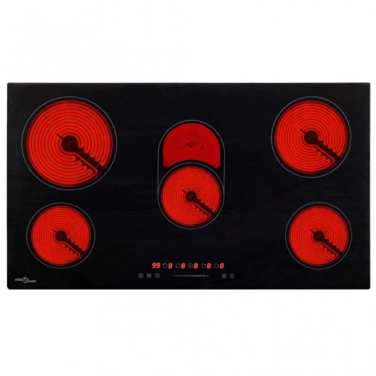 VidaXL Plaque Vitrocéramique 5 Zones 77cm Noir