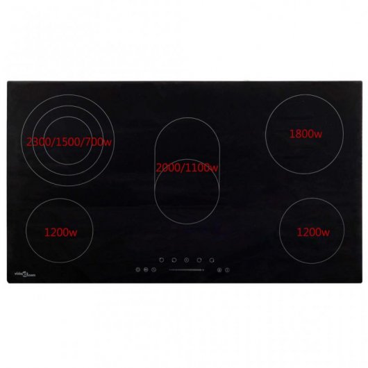VidaXL Plaque Vitrocéramique 5 Zones 77cm Noir