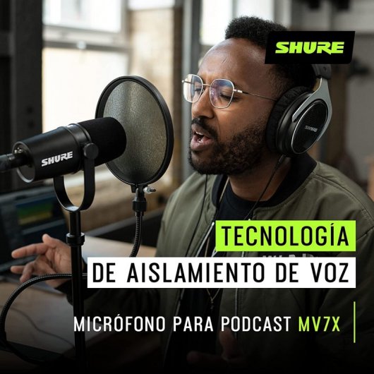 Shure MV7X XLR Micrófono Profesional para Podcast y Grabaciones