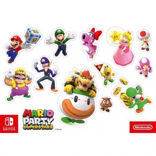Nintendo Switch Azul Néon Vermelho Néon + Mario Party Superstars + Stickers