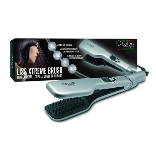 Plancha de pelo tipo cepillo Id Italian Liss Xtreme Brush 230 °C vapor gris