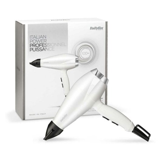 Sèche-cheveux Professionnel BaByliss 6704WE 2000W 3 Températures 2 Vitesses Concentrateur Noir et Blanc