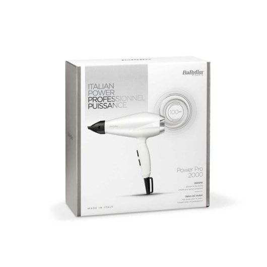 Sèche-cheveux Professionnel BaByliss 6704WE 2000W 3 Températures 2 Vitesses Concentrateur Noir et Blanc