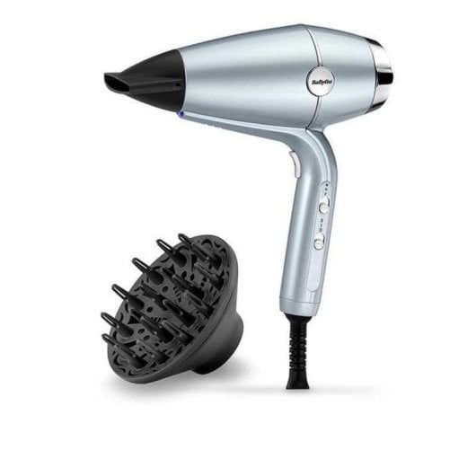 Ionen Föhn BaByliss D773DE Hydro Fusion 2100W 3 Temperaturstufen 2 Geschwindigkeiten Zubehör Metallic