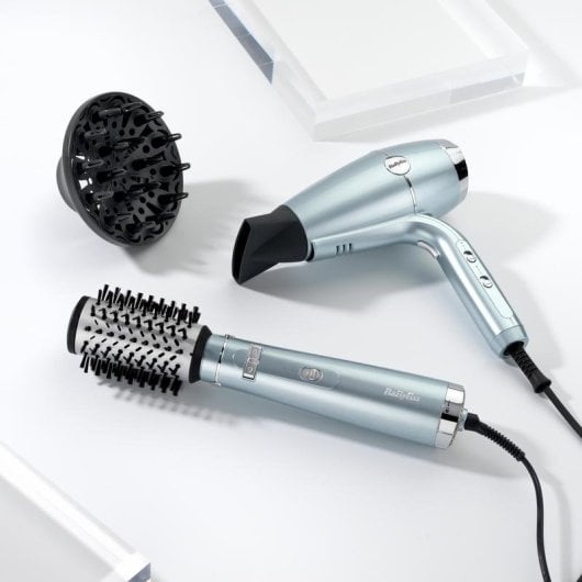 Ionen Föhn BaByliss D773DE Hydro Fusion 2100W 3 Temperaturstufen 2 Geschwindigkeiten Zubehör Metallic