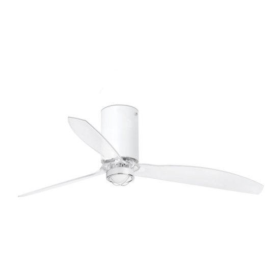 Faro Mini Tube Fan Ventoinha de Teto com Luz e Comando 32W Branco Mate/Transparente