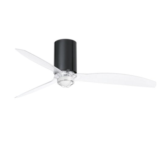 Faro Mini Tube Fan Ventoinha de Teto com Luz e Comando 32W Preto Brilhante/Transparente