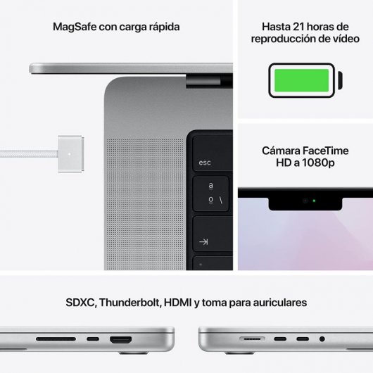 Apple MacBook Pro Apple M1 Pro/16GB/512GB SSD/16.2" Plata