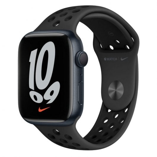 Apple Watch Series 7 Nike GPS 45mm Aluminio Medianoche con Correa Deportiva Antracita Negra