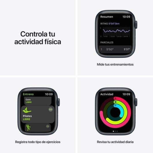 Apple Watch Series 7 Nike GPS 45mm Aluminio Medianoche con Correa Deportiva Antracita Negra