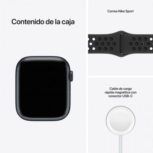 Apple Watch Series 7 Nike GPS + Cellular 45mm Aluminio Medianoche con Correa Deportiva Negra