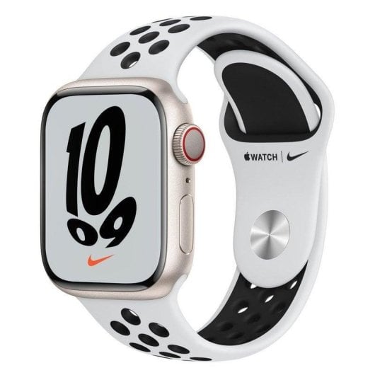 Apple Watch Series 7 Nike GPS + Cellular 45mm OLED Alluminio Bianco Estrella Cinturino Platino Nero Resistente Acqua IP6X SpO2 Cardiofrequenzimetro
