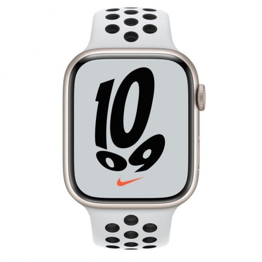 Apple Watch Series 7 Nike GPS + Cellular 45mm Aluminio Blanco Estrella con Correa Deportiva Platino Negra