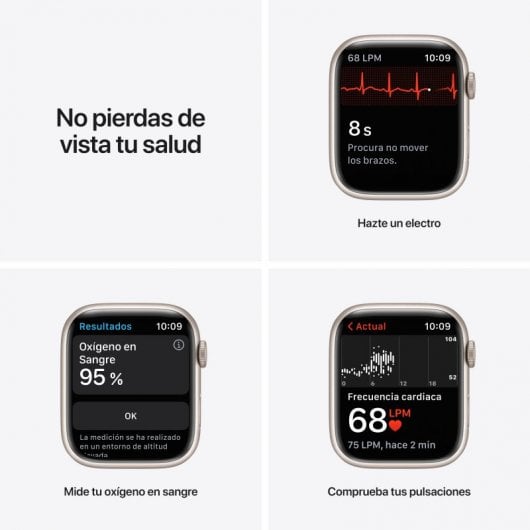 Apple Watch Series 7 Nike GPS + Cellular 45mm Aluminio Blanco Estrella con Correa Deportiva Platino Negra