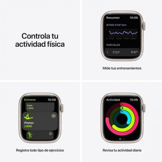 Apple Watch Series 7 Nike GPS + Cellular 45mm Aluminio Blanco Estrella con Correa Deportiva Platino Negra