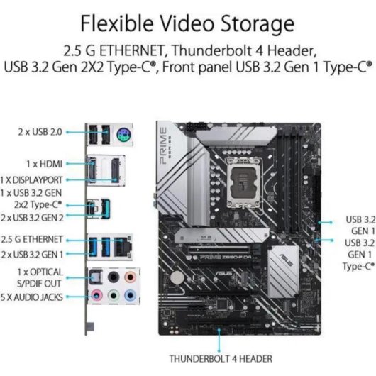 Placa Base ASUS PRIME Z690-P D4 Intel Z690 LGA 1700 DDR4 ATX 2.5GbE Thunderbolt 4