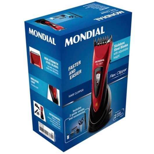 Haarschneider Fabrilamp MON-CR-04 Kabellos 60min 2 Aufsätze Edelstahlklinge Rot