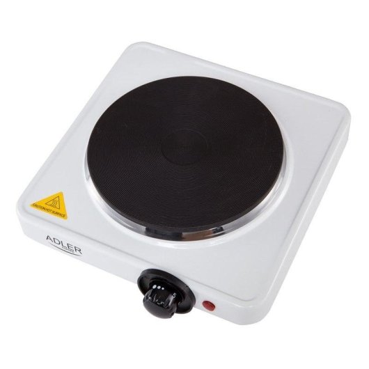Cuisinière Électrique 1 Brûleur 1500W Blanche Adler