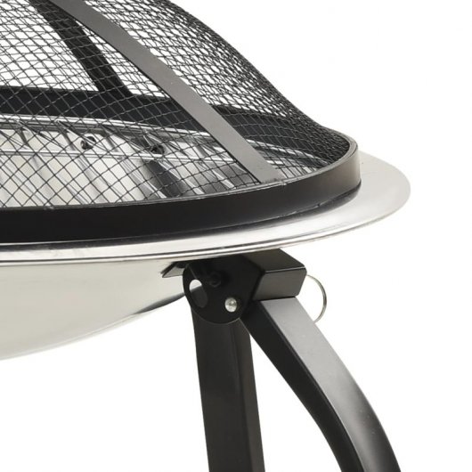 VidaXL brasero et barbecue 2 en 1 avec tisonnier acier inoxydable 56x56x49 cm