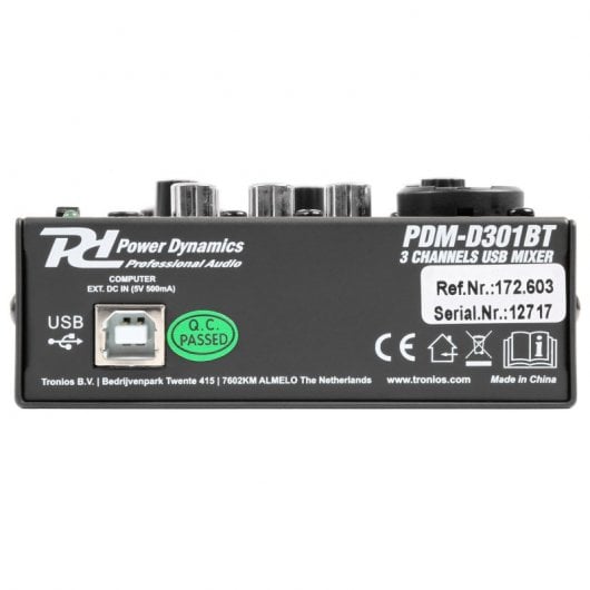 Power Dynamics PDM-D301BT Mixer de 3 Canales Mesa de Mezclas Bluetooth