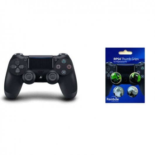 Sony DualShock 4 Negro V2 + Rainbow Thumb Grip para PS4