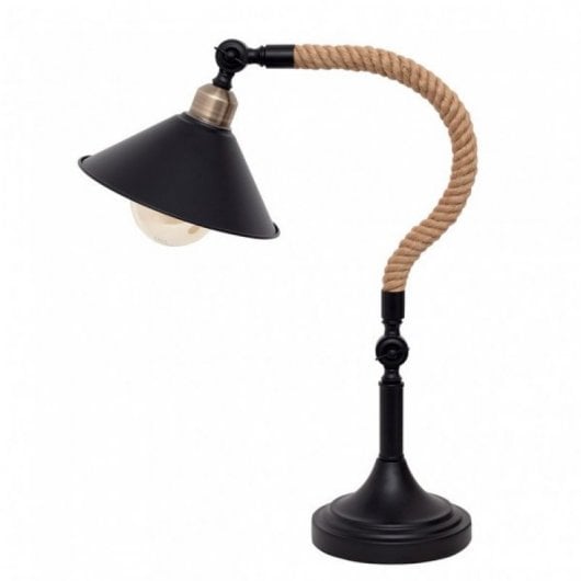 Fabrilamp Sobremesa Cabo 1xe27 Negro Cuerda De Cáñamo