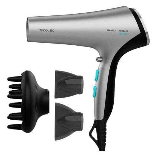 Sèche-cheveux Ionique Professionnel Cecotec IoniCare 5320 Flashlook Black 2200W 3 Températures 2 Vitesses avec Accessoires Noir Gris