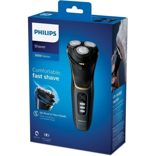 Elektrorasierer Philips Shaver Series 3000 S3333/54 Kabellos 60min Nass- und Trockenrasur Schnellladung