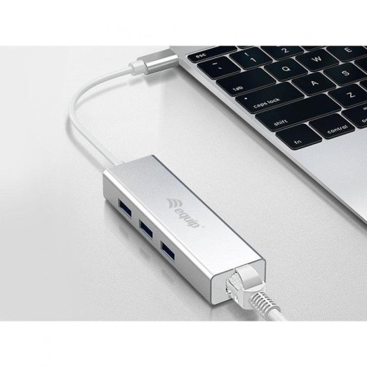 Base para Portátil Equip USB-C a USB 3.0 3 Puertos con Gigabit Ethernet
