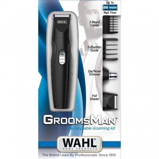 Tondeuse Multifonction Wahl Groomsman All-In-One Sans Fil 80min 8 Longueurs 4 Sabots